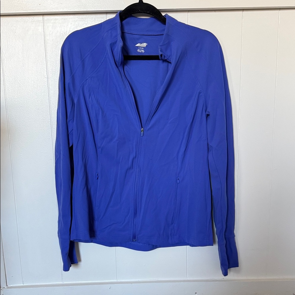 Women's Vibrant Blue Fitted Athletic Zip-Up Jacket